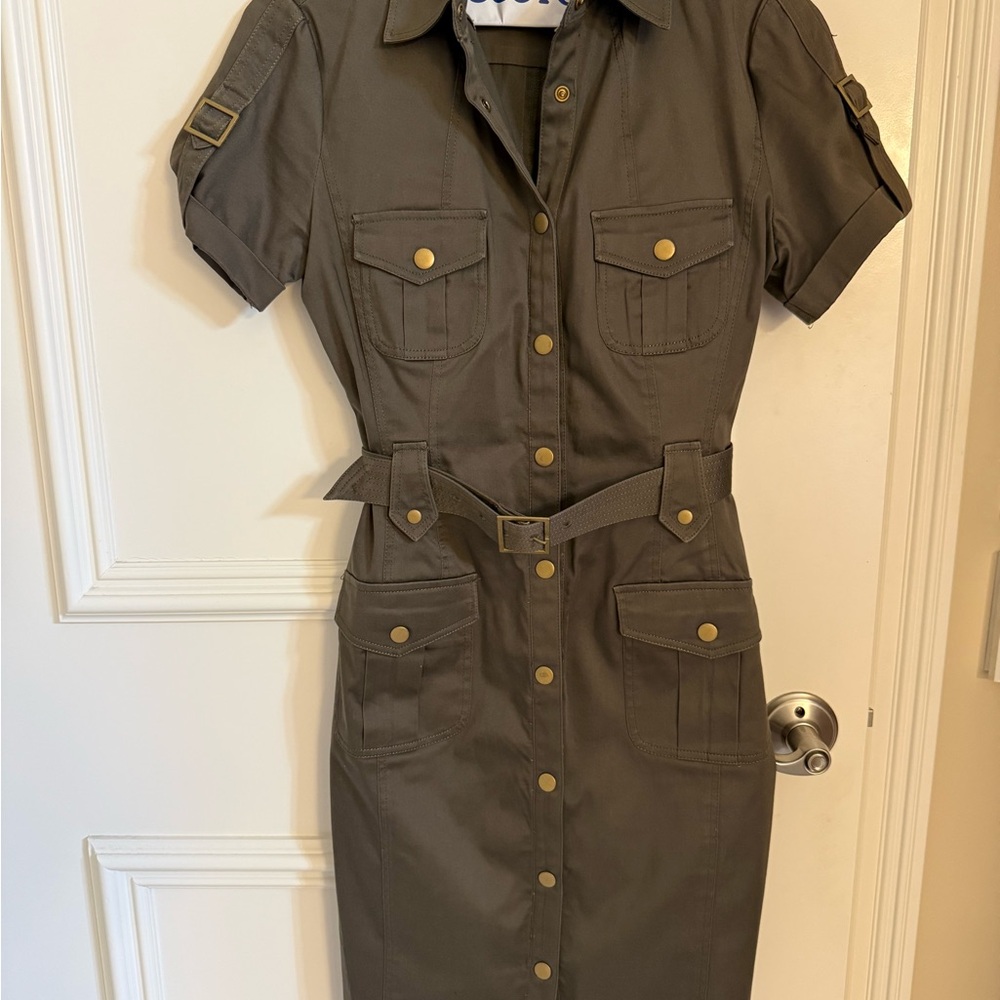 Calvin Klein Olive Green Utility Midi Dress